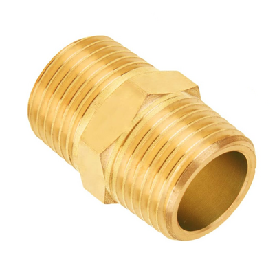 FLOFLEX BRASS PIPE FITTING&lt;BR&gt;HEX NIPPLE 1/8&quot; MALE X 1/8&quot; MALE NPT